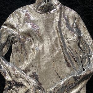 Fun silver turtleneck top